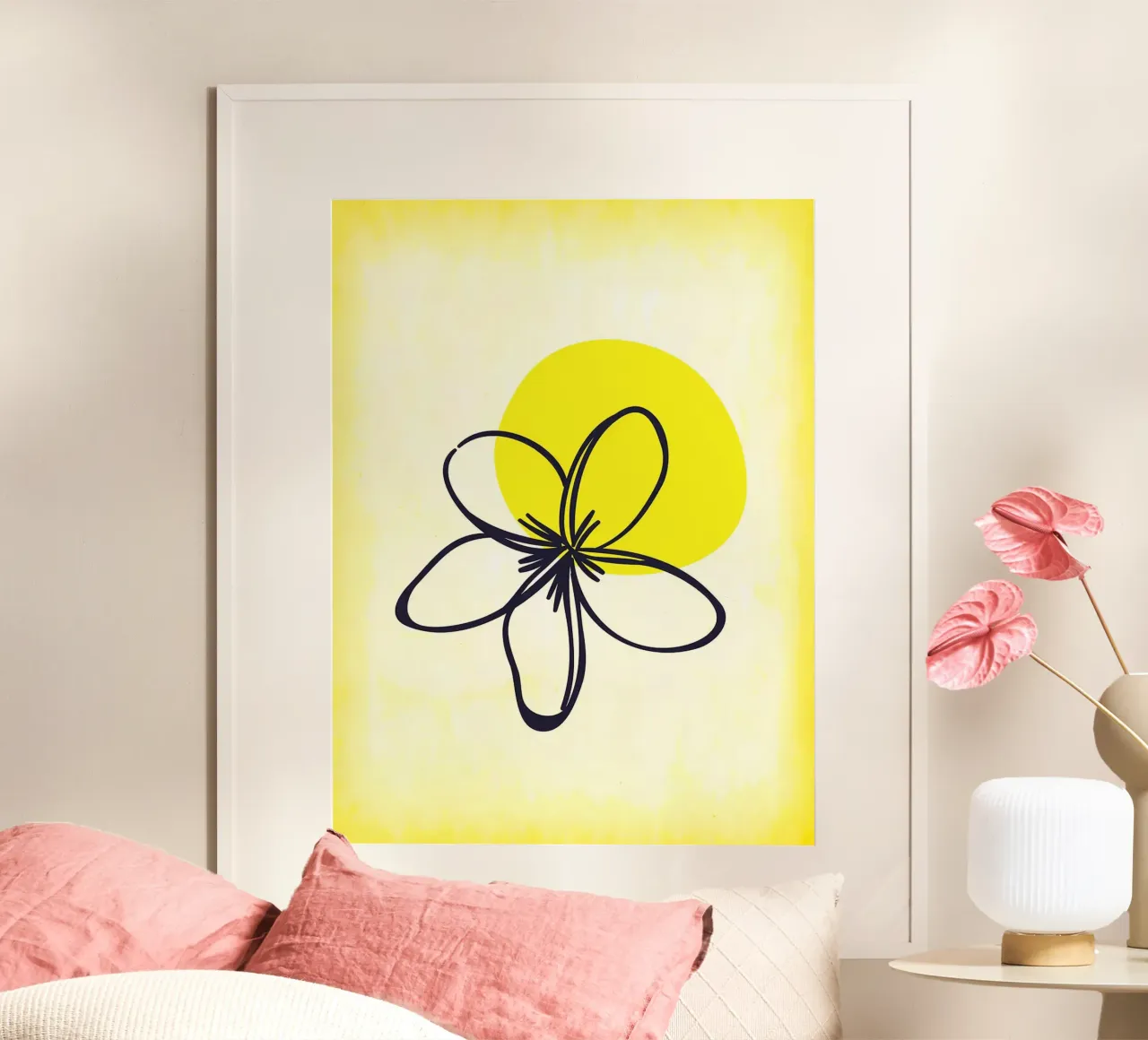 Tranquillità del fiore giallo poster con telaio in plastica da Leon Franke