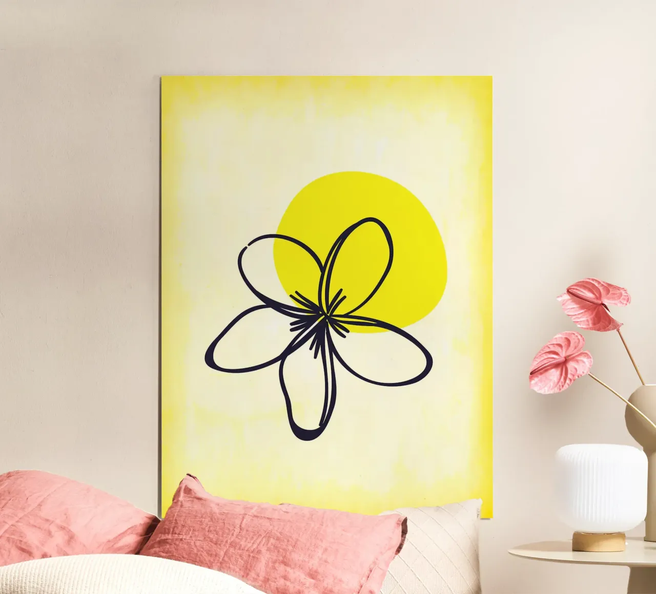 Tranquillità del fiore giallo poster con telaio in plastica da Leon Franke