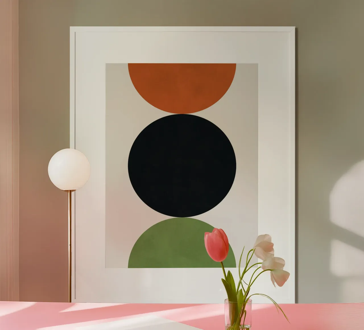 Cerchi e semicerchi poster con telaio in legno da Leon Franke