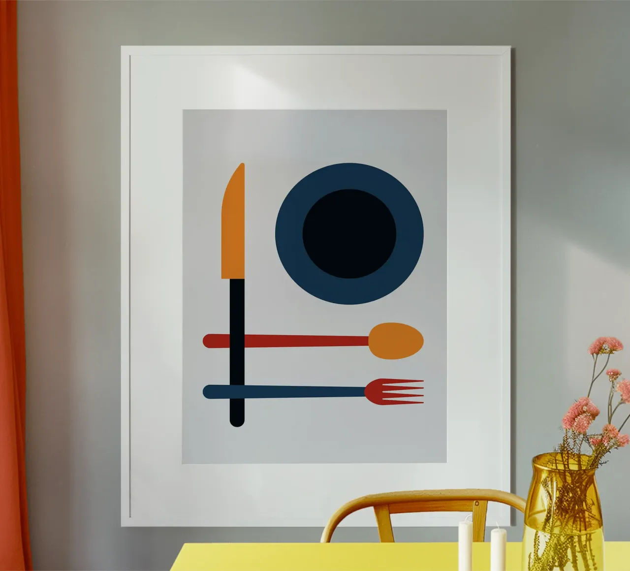 Posate colorate poster con telaio in alluminio da Leon Franke