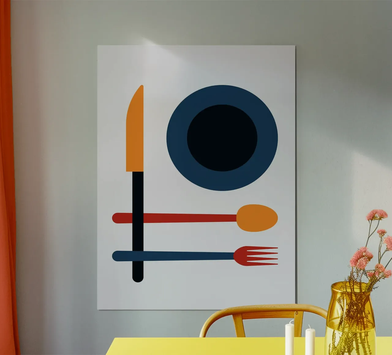 Posate colorate poster con telaio in alluminio da Leon Franke