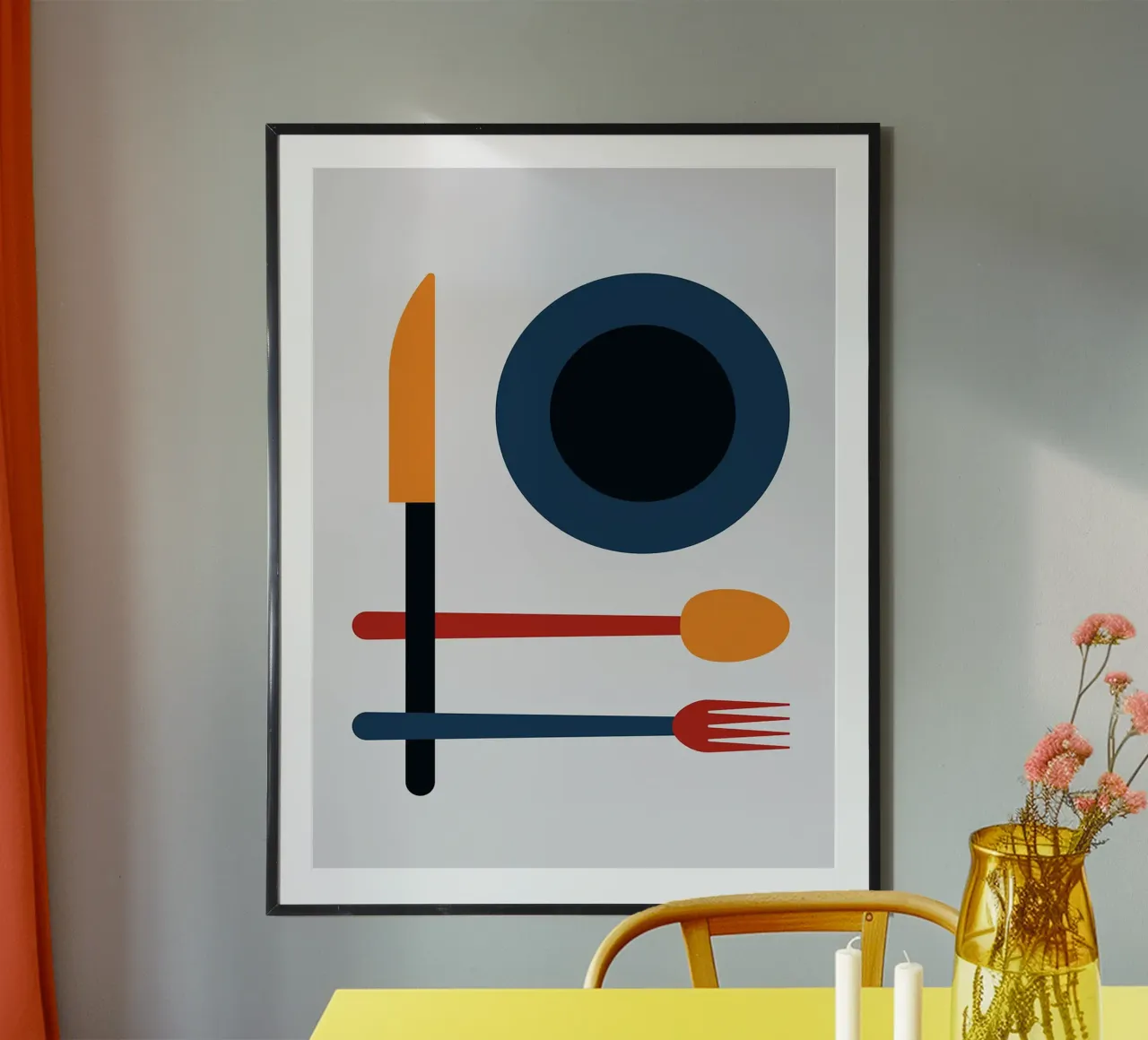 Posate colorate poster con telaio in alluminio da Leon Franke