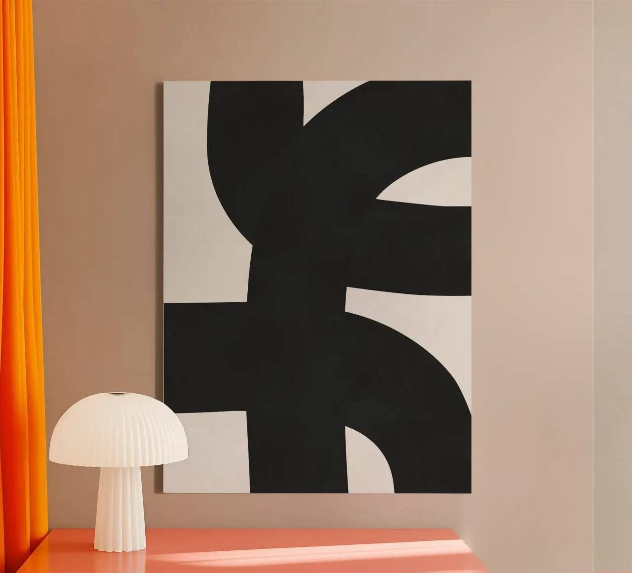 Abstract Black and White Art canvas with Floater frame by Leon Franke