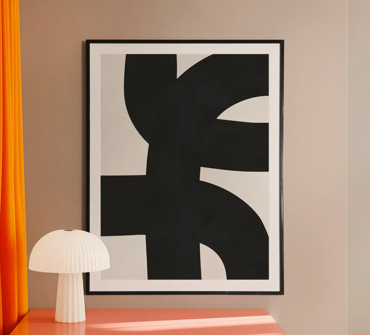 Arte astratta in bianco e nero poster con telaio in plastica da Leon Franke