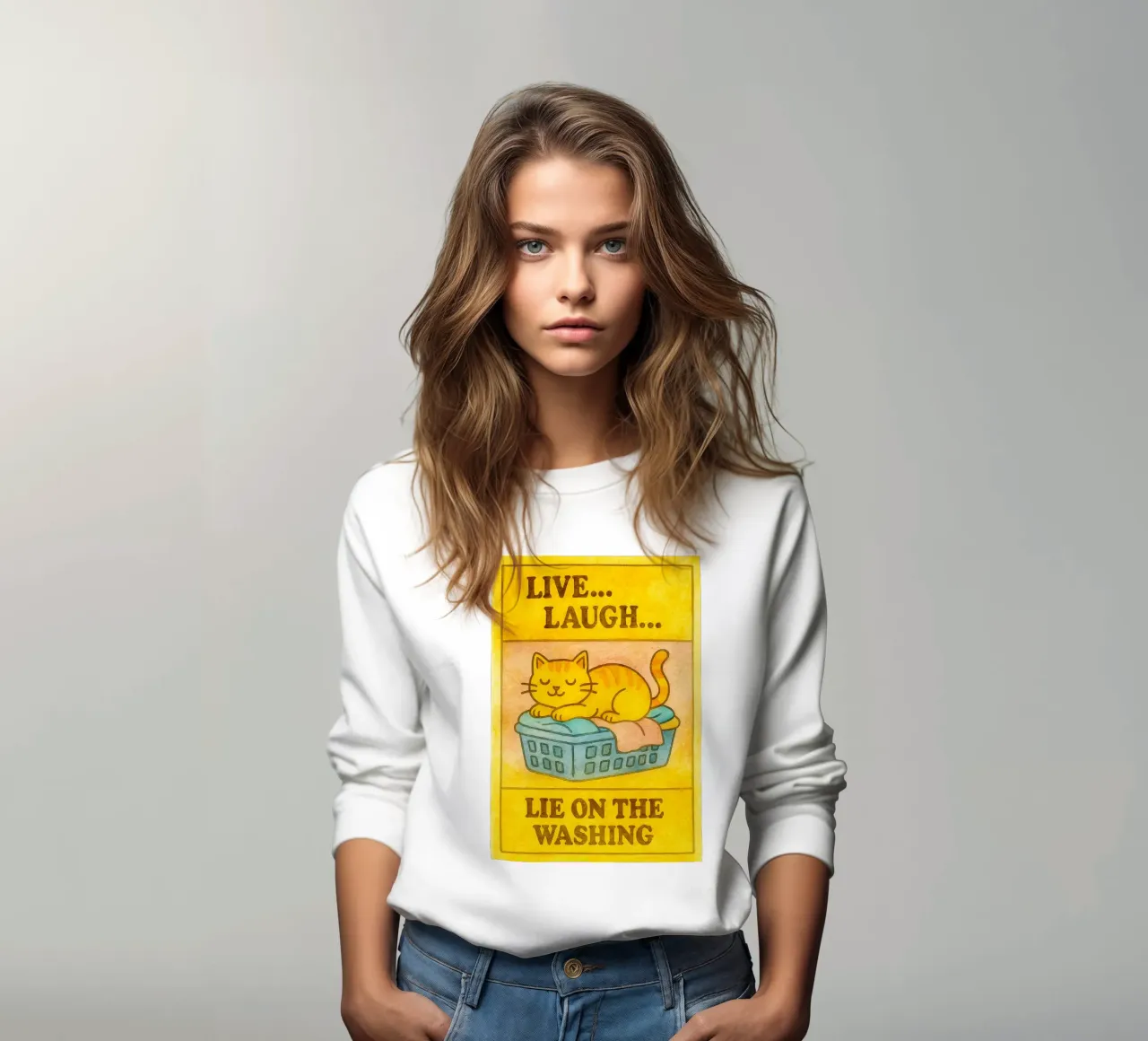 funny lazy cat live laugh lie on the washing sudadera de tanabaroo