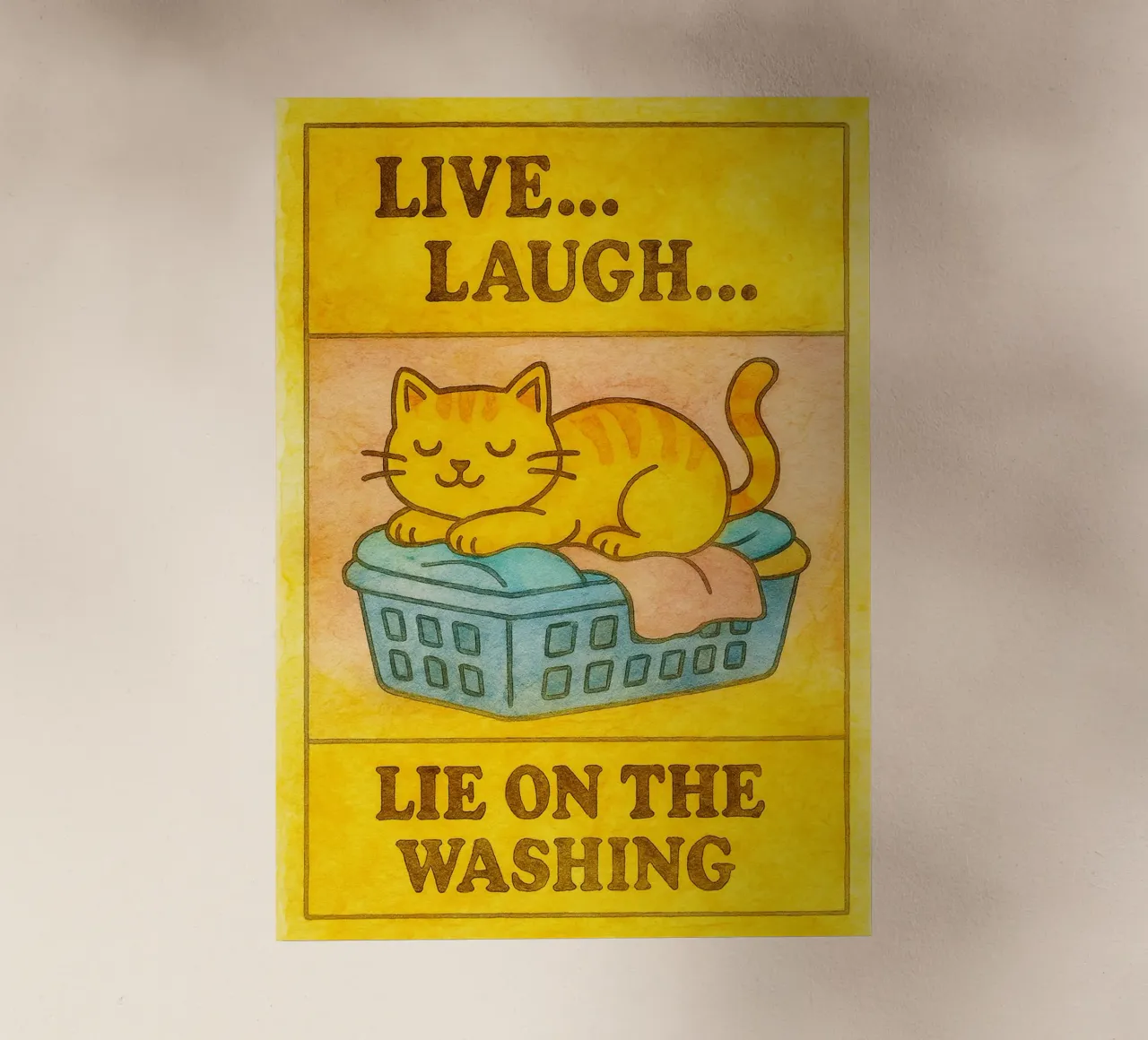 funny lazy cat live laugh lie on the washing lámina retroiluminada de tanabaroo