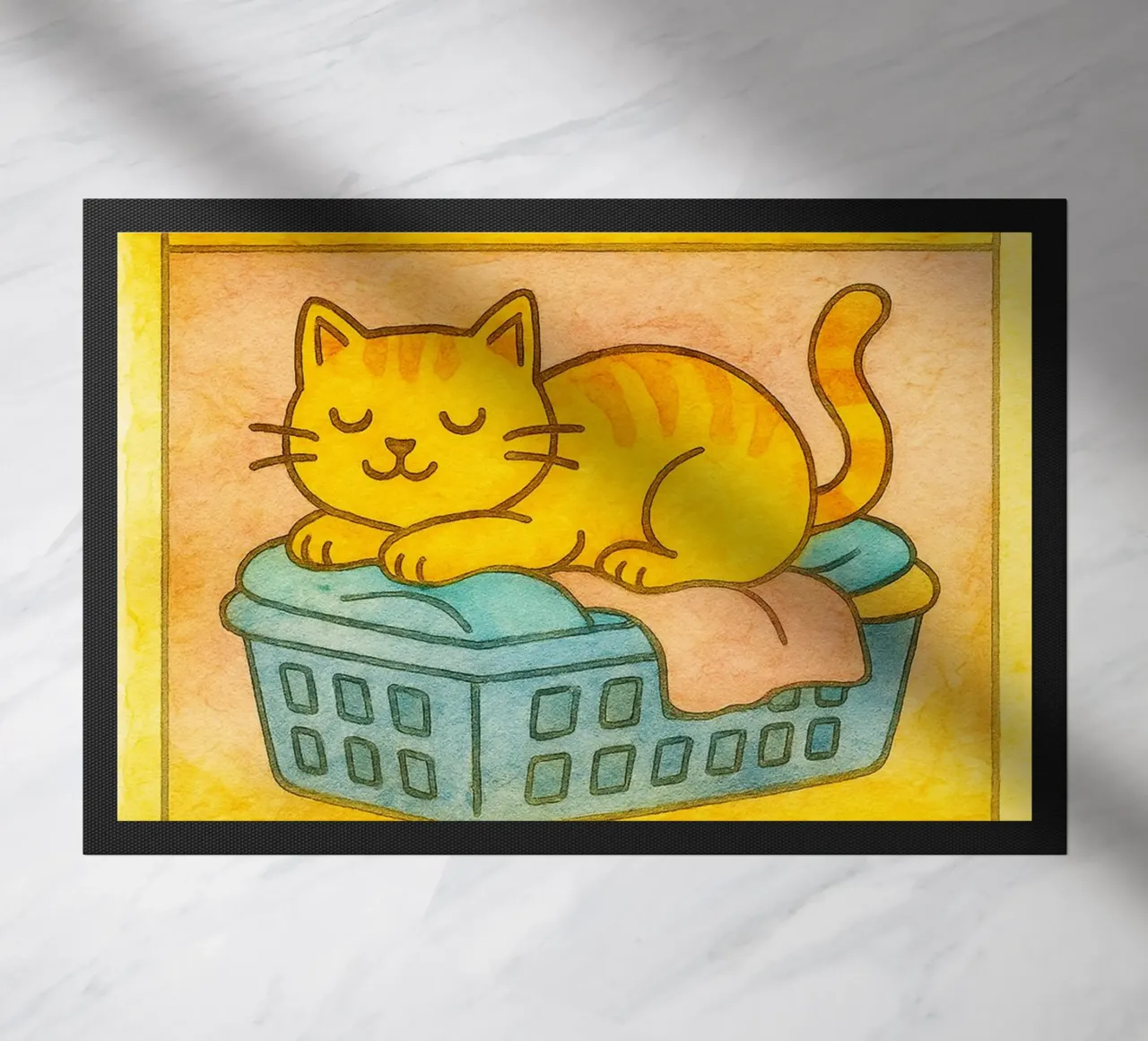 funny lazy cat live laugh lie on the washing felpudo de tanabaroo
