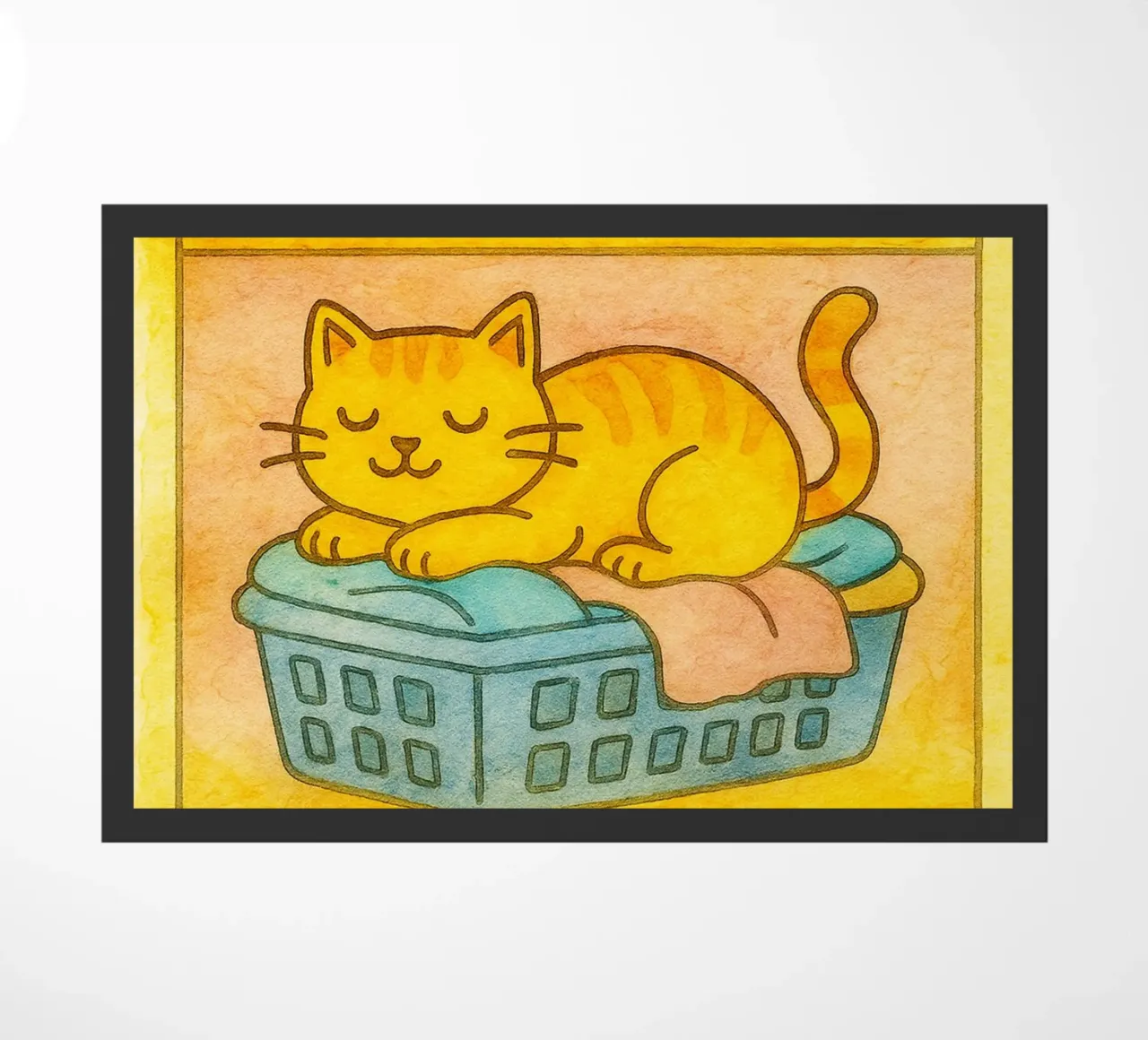 funny lazy cat live laugh lie on the washing felpudo de tanabaroo