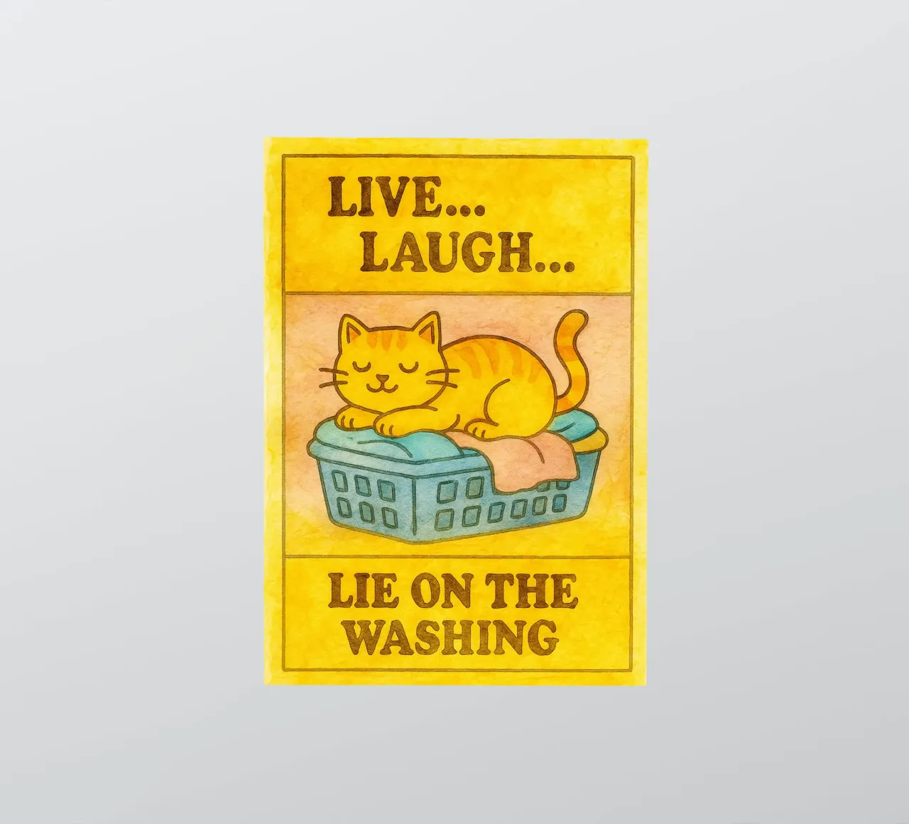 funny lazy cat live laugh lie on the washing pegatina de tanabaroo
