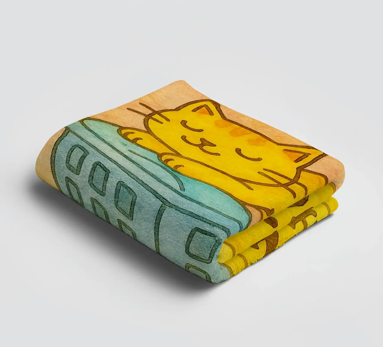 funny lazy cat live laugh lie on the washing towel by tanabaroo