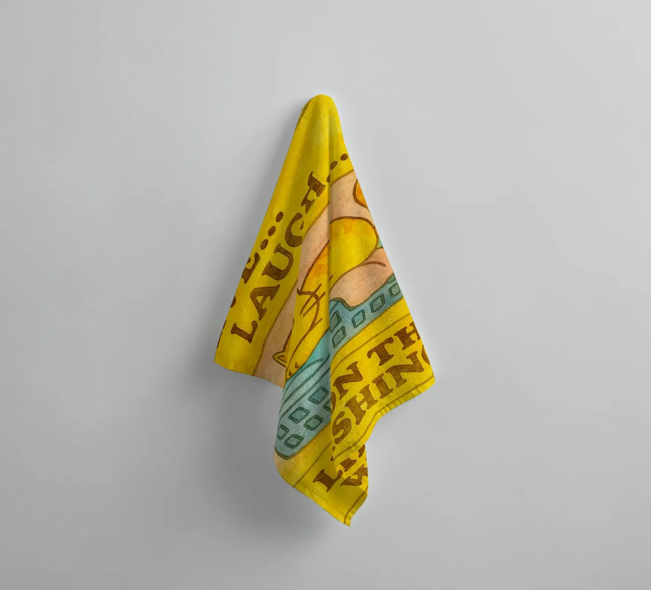 funny lazy cat live laugh lie on the washing towel by tanabaroo