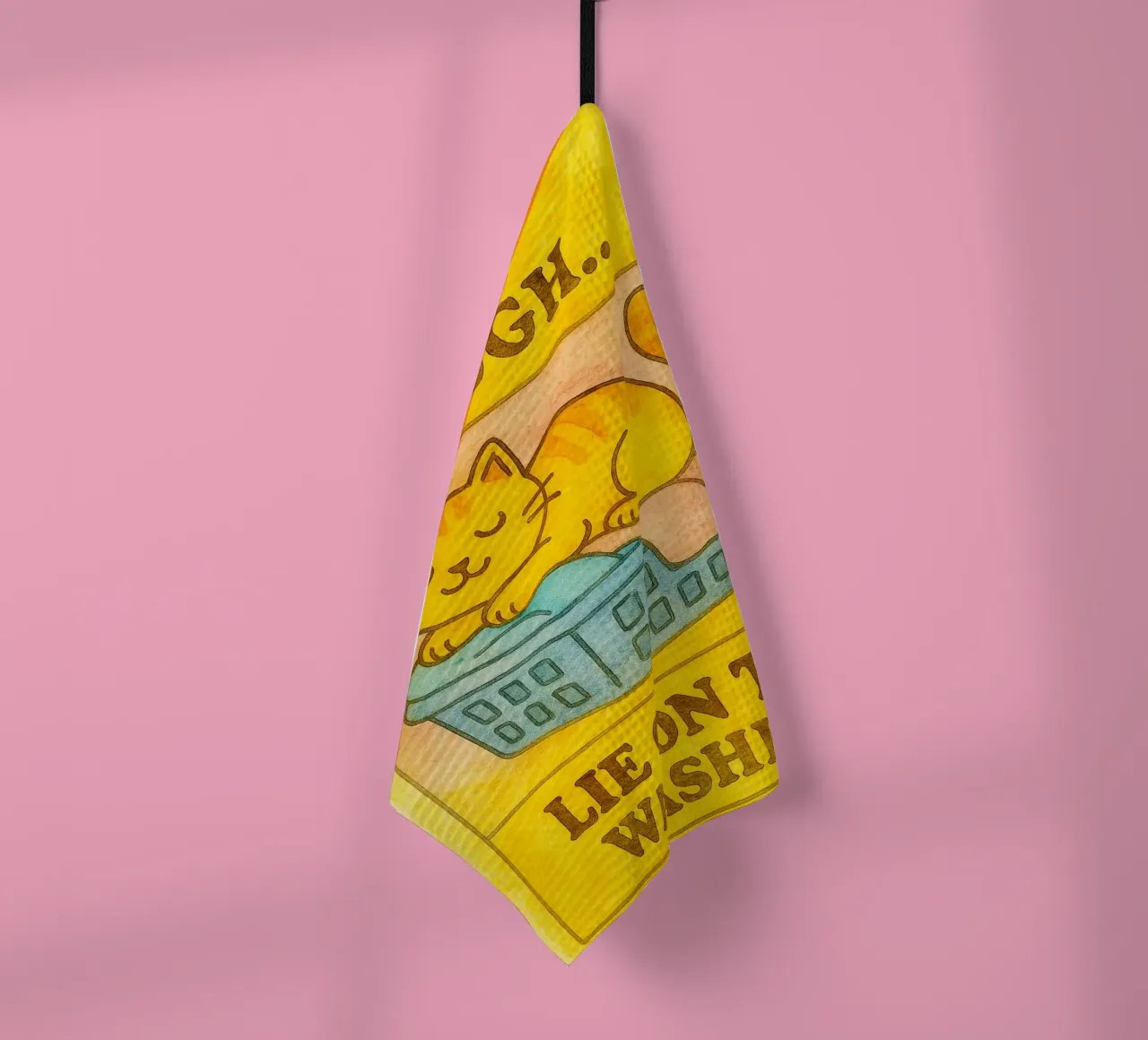 funny lazy cat live laugh lie on the washing paño de cocina de tanabaroo