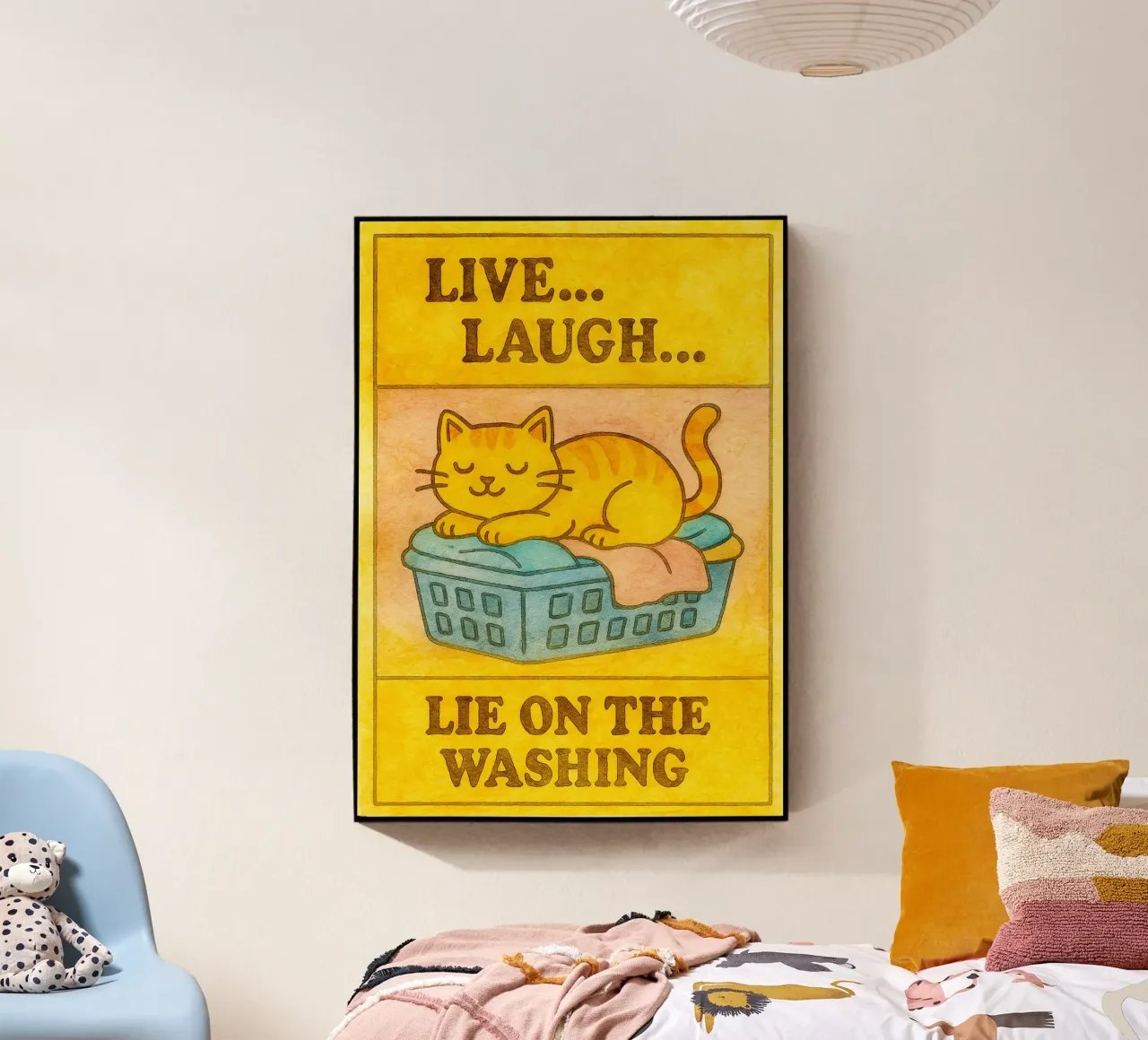 funny lazy cat live laugh lie on the washing metacrilato de tanabaroo