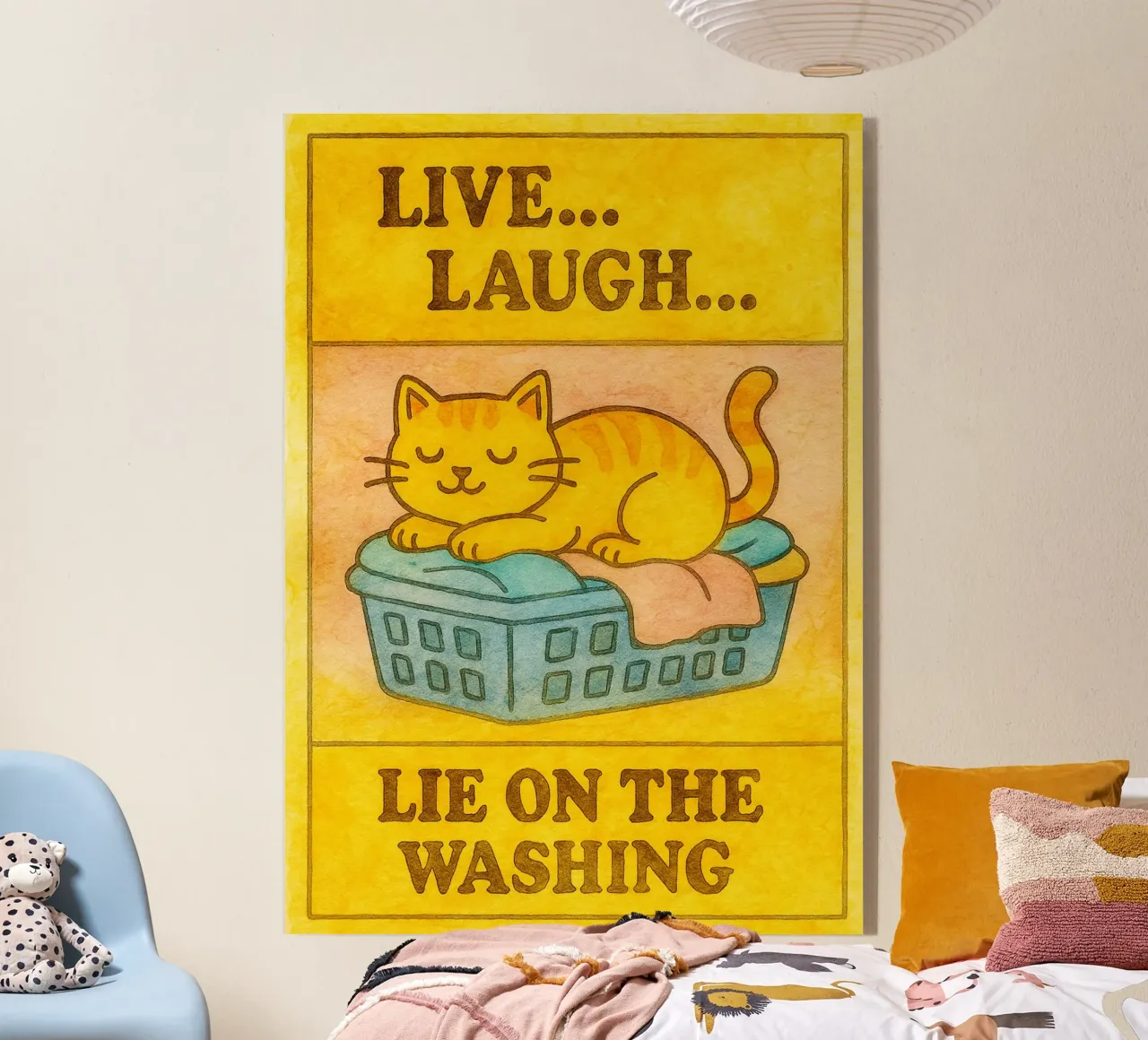 funny lazy cat live laugh lie on the washing metacrilato de tanabaroo