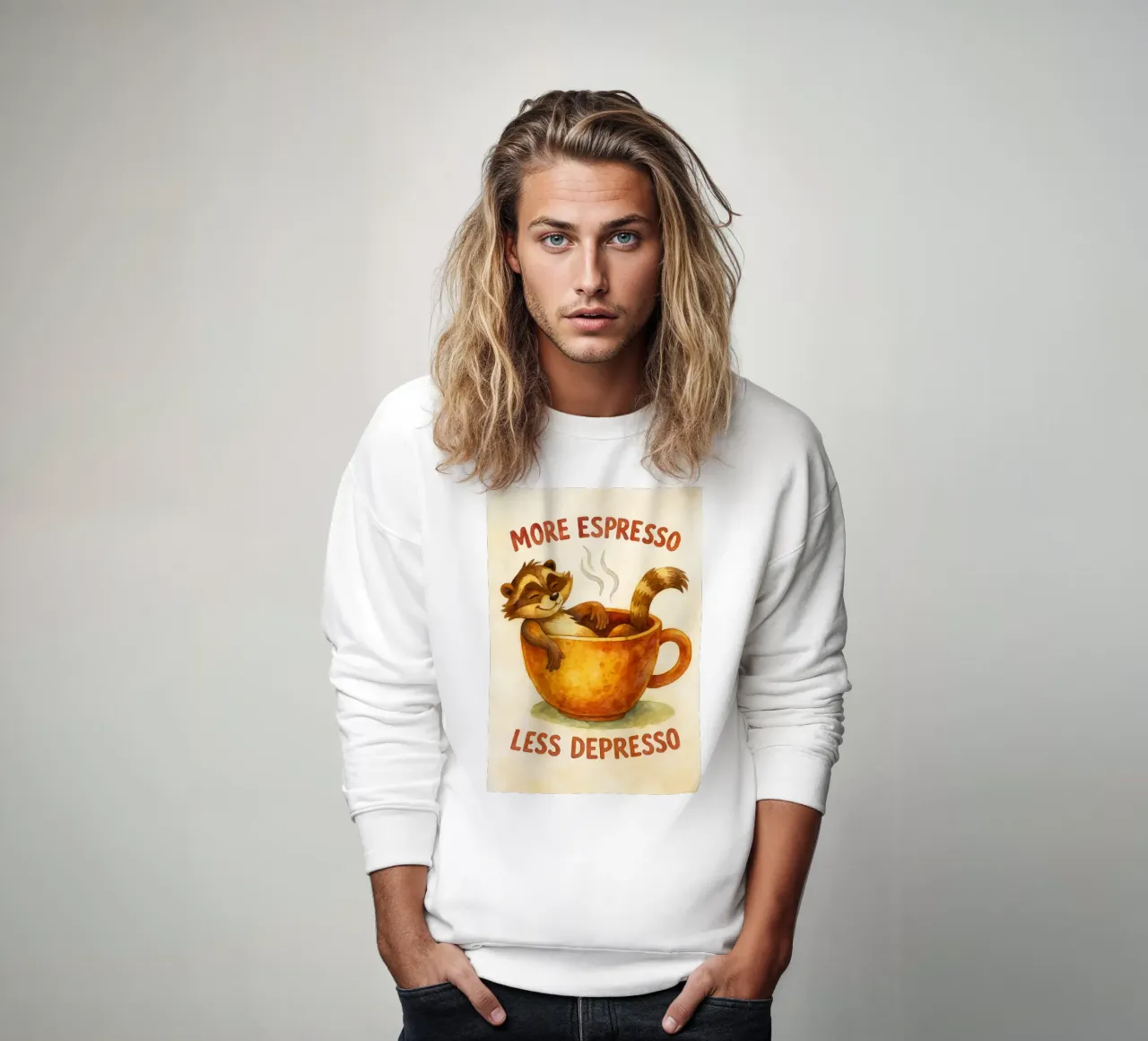 procione divertente più espresso meno depresso felpa da tanabaroo