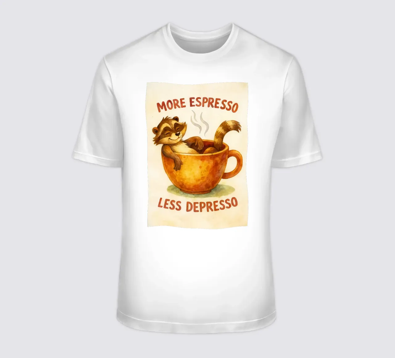 procione divertente più espresso meno depresso t-shirt da tanabaroo