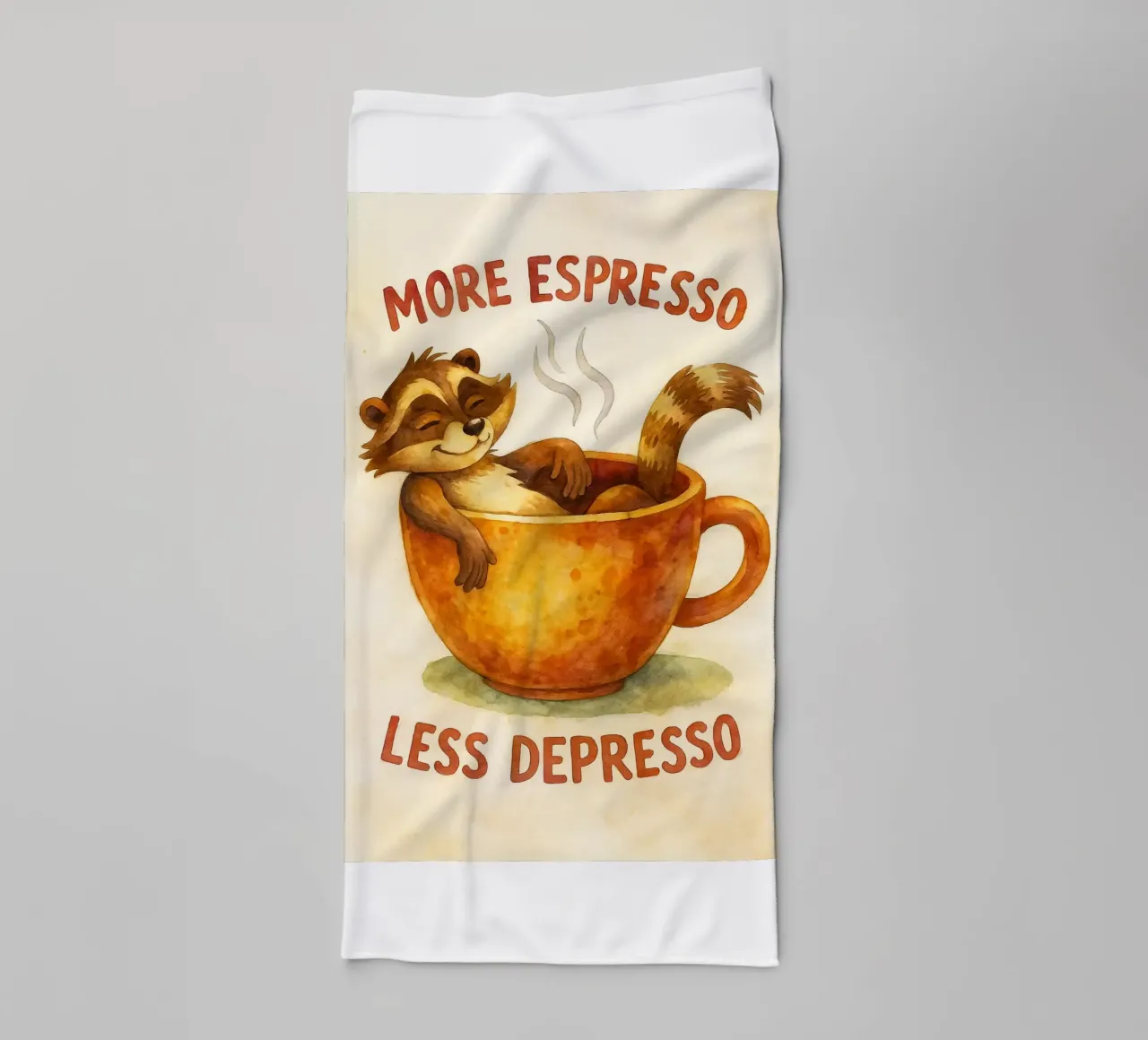 procione divertente più espresso meno depresso asciugamano da bagno da tanabaroo
