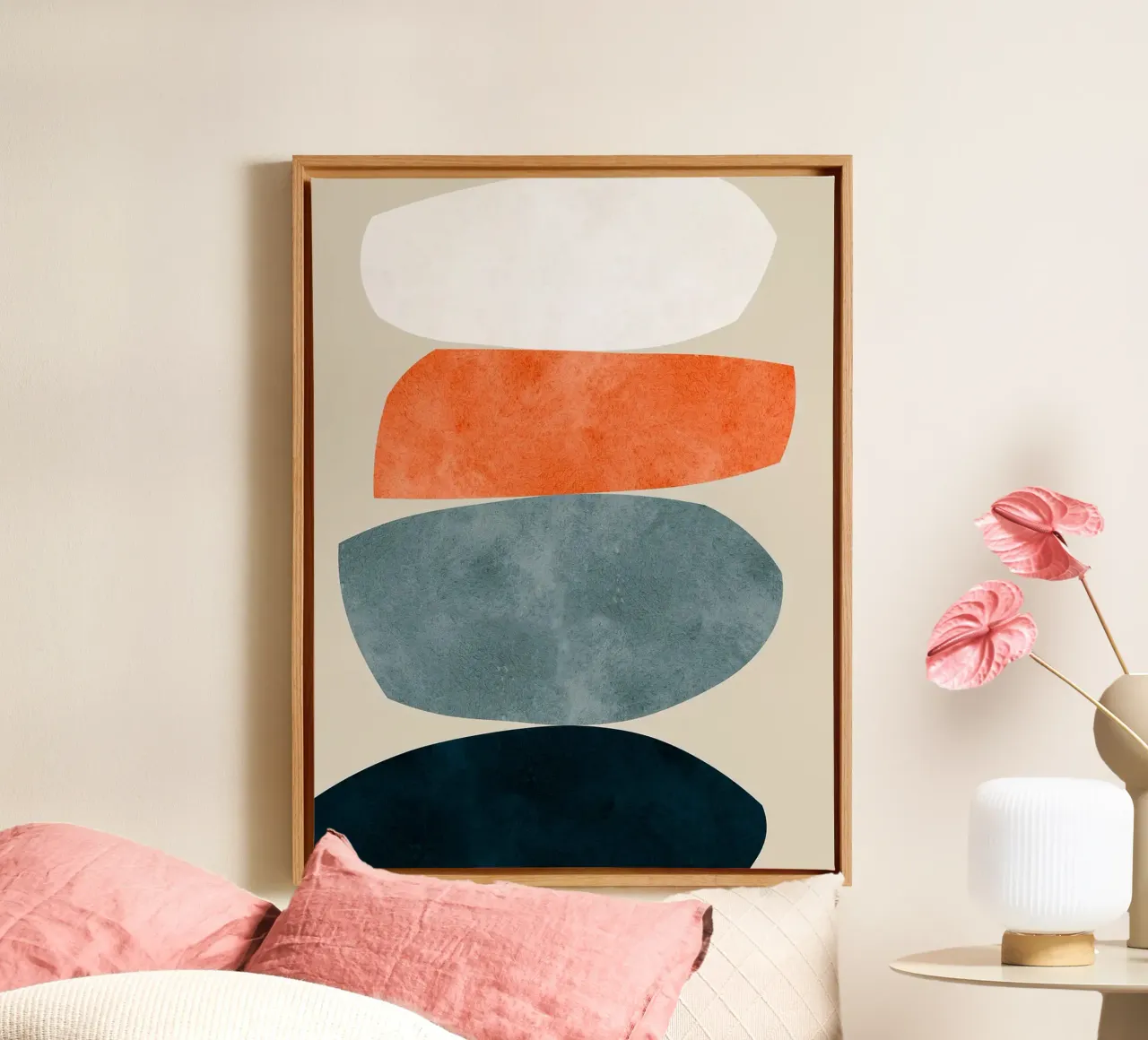 Ausdrucksstarker Boho Leinwand mit Schattenfugenrahmen von Lisa Becker