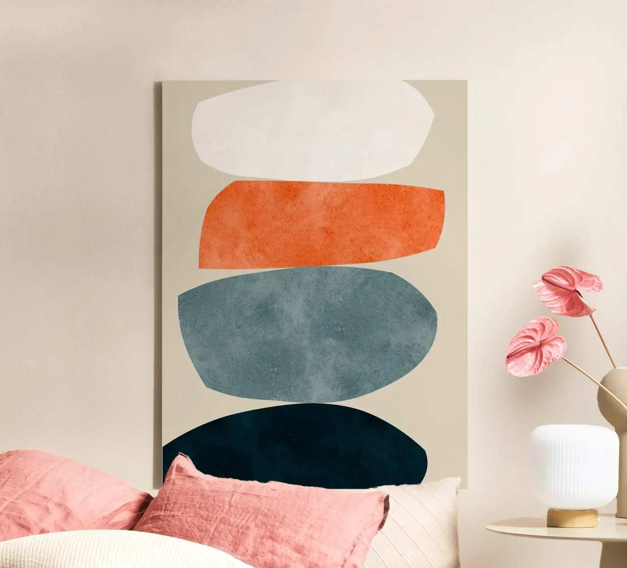 Ausdrucksstarker Boho Leinwand mit Schattenfugenrahmen von Lisa Becker