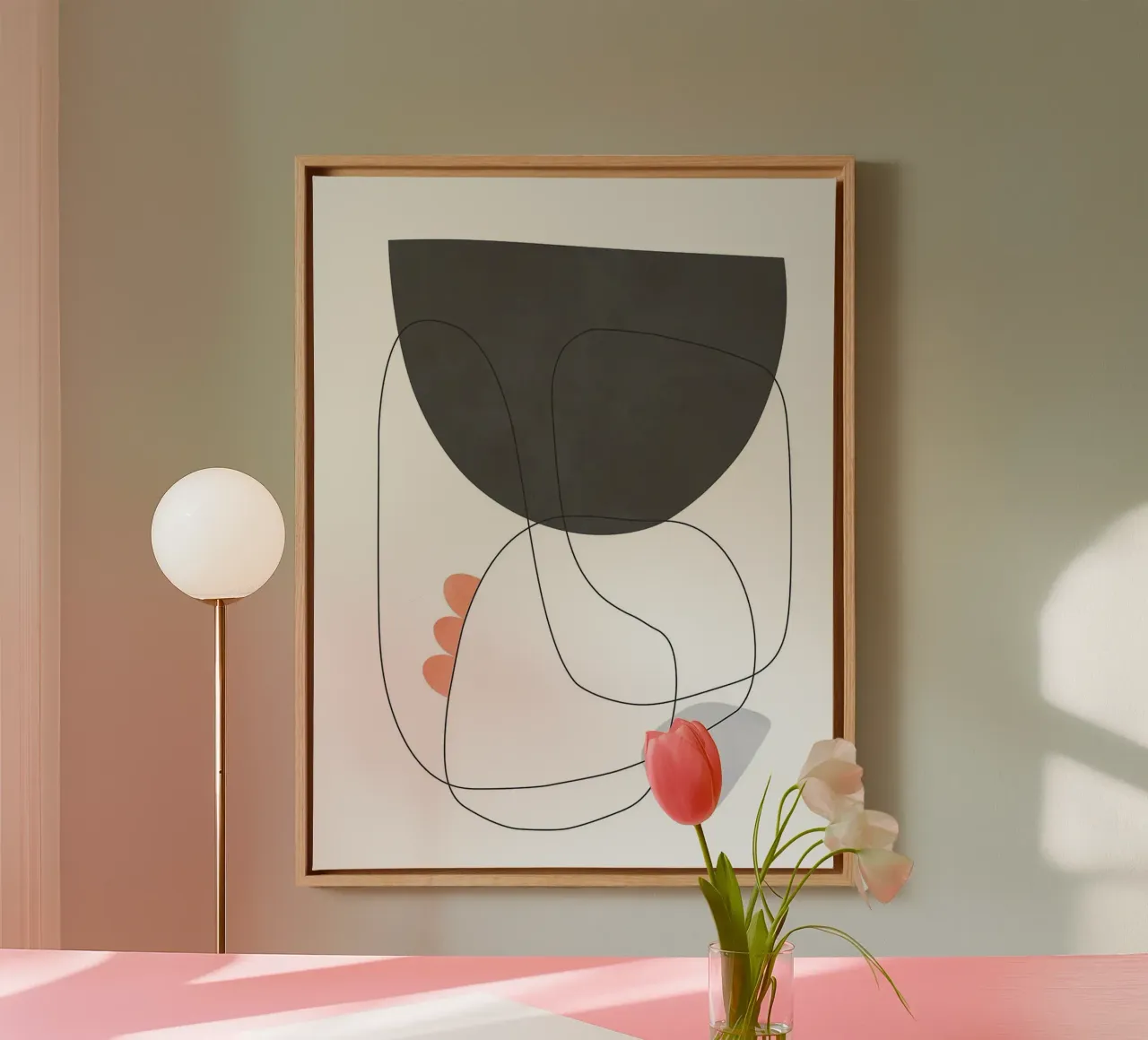 Lines and shapes canvas with Floater frame by Lisa Becker