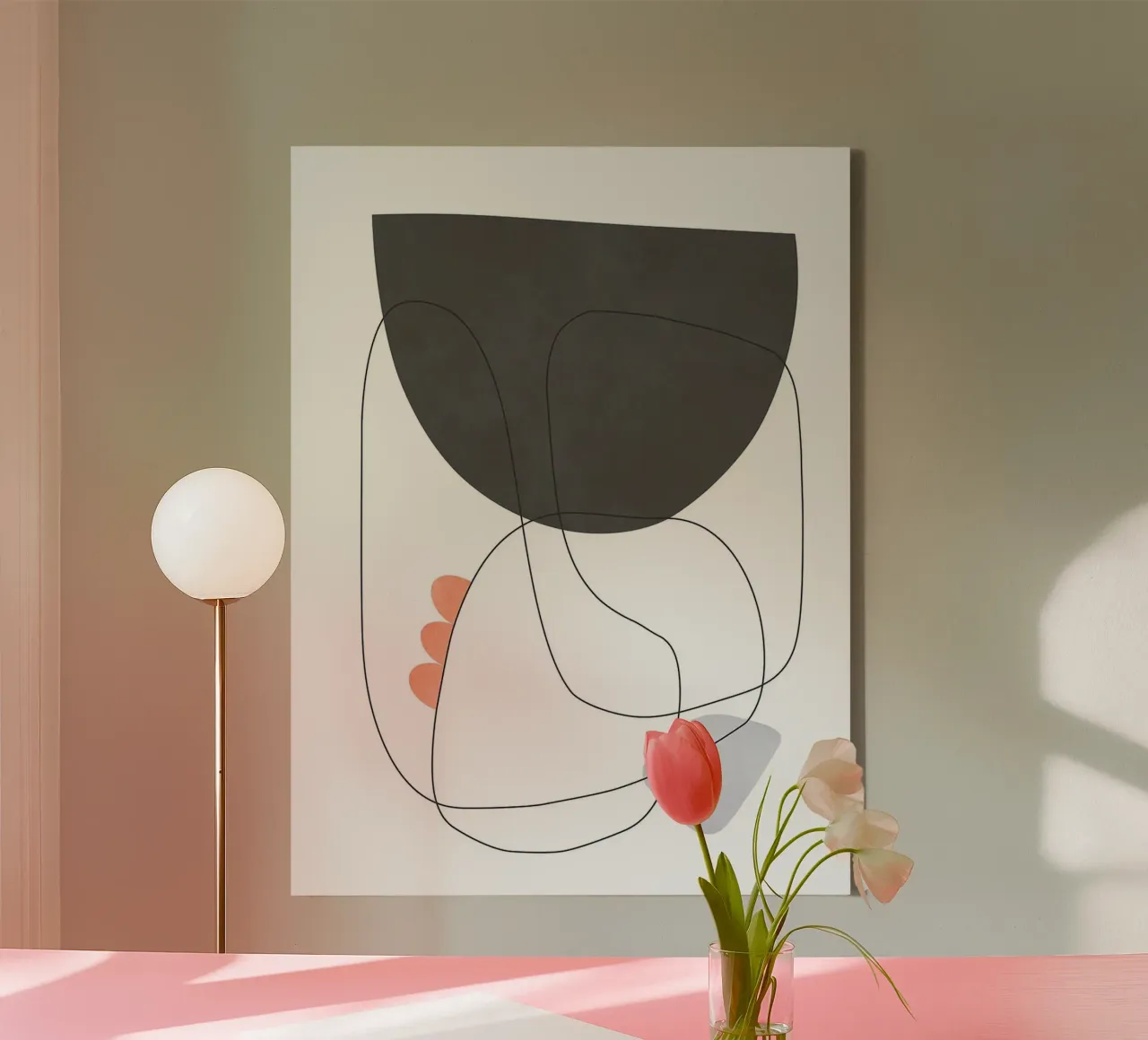 Lines and shapes canvas with Floater frame by Lisa Becker