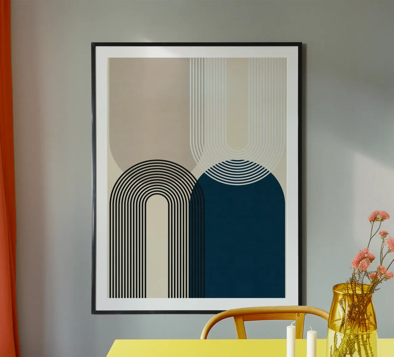 Geometria delle linee poster con telaio in legno da Lisa Becker