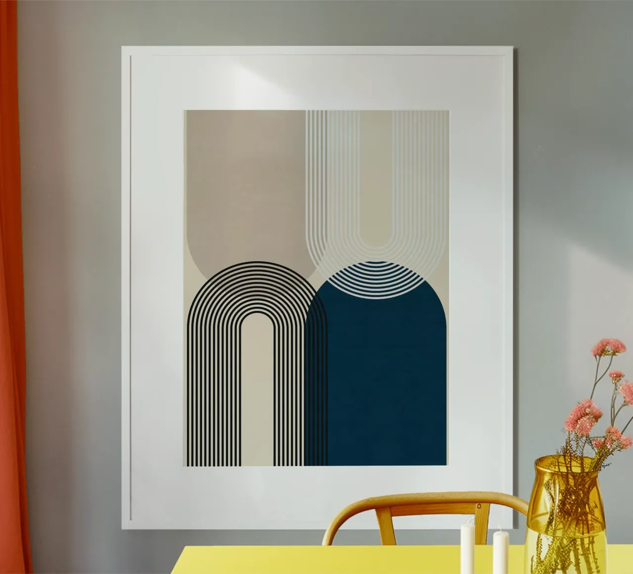 Geometria delle linee poster con telaio in legno da Lisa Becker