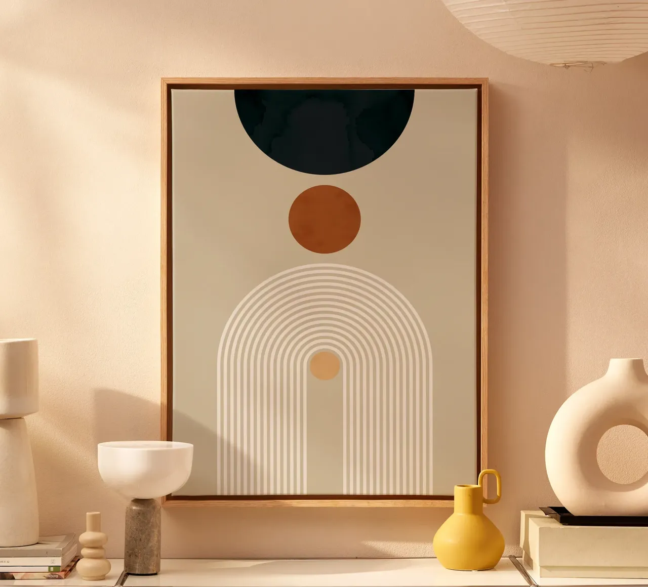 Geometry and minimalist canvas with Floater frame by Lisa Becker