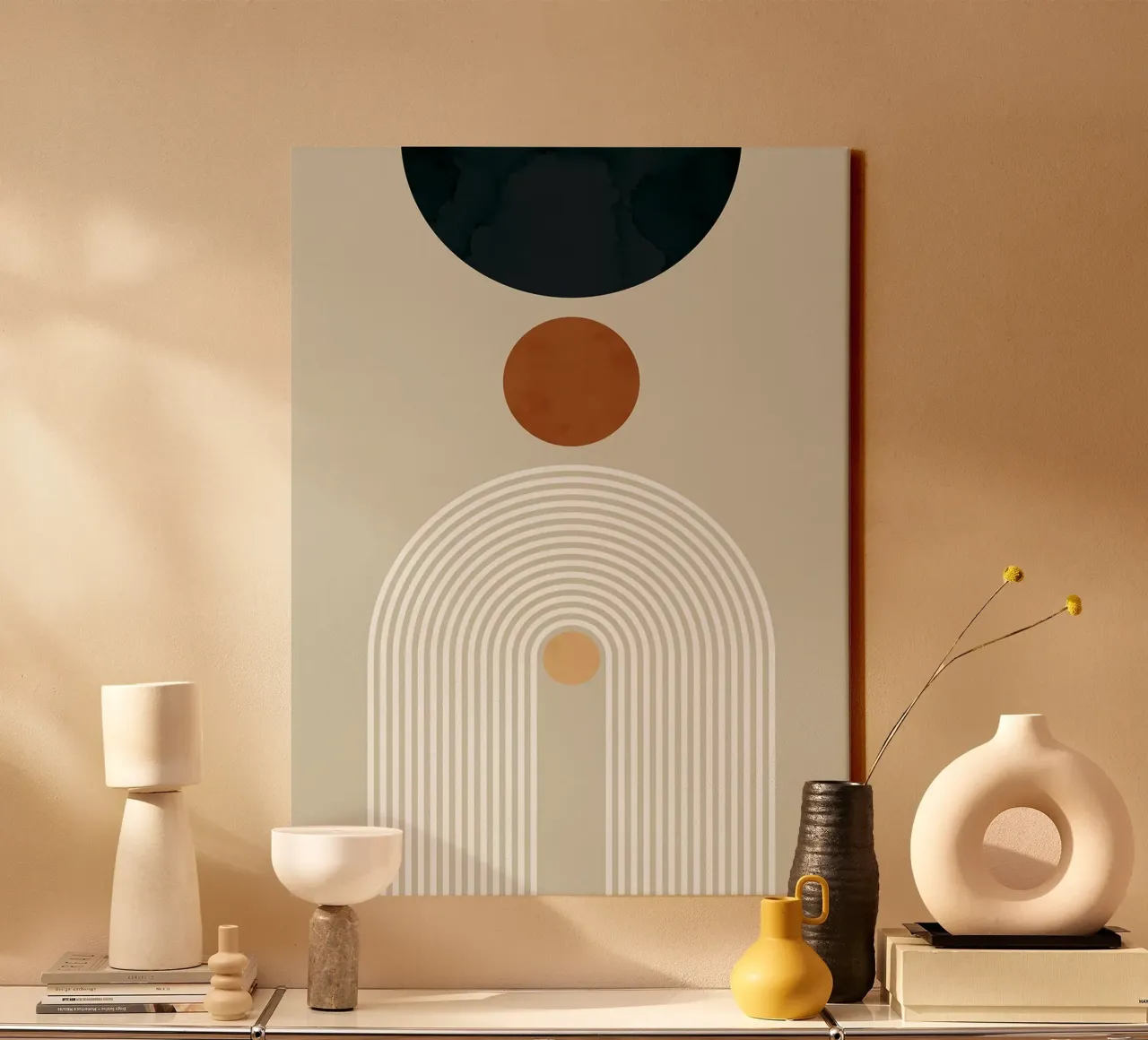 Geometry and minimalist canvas with Floater frame by Lisa Becker