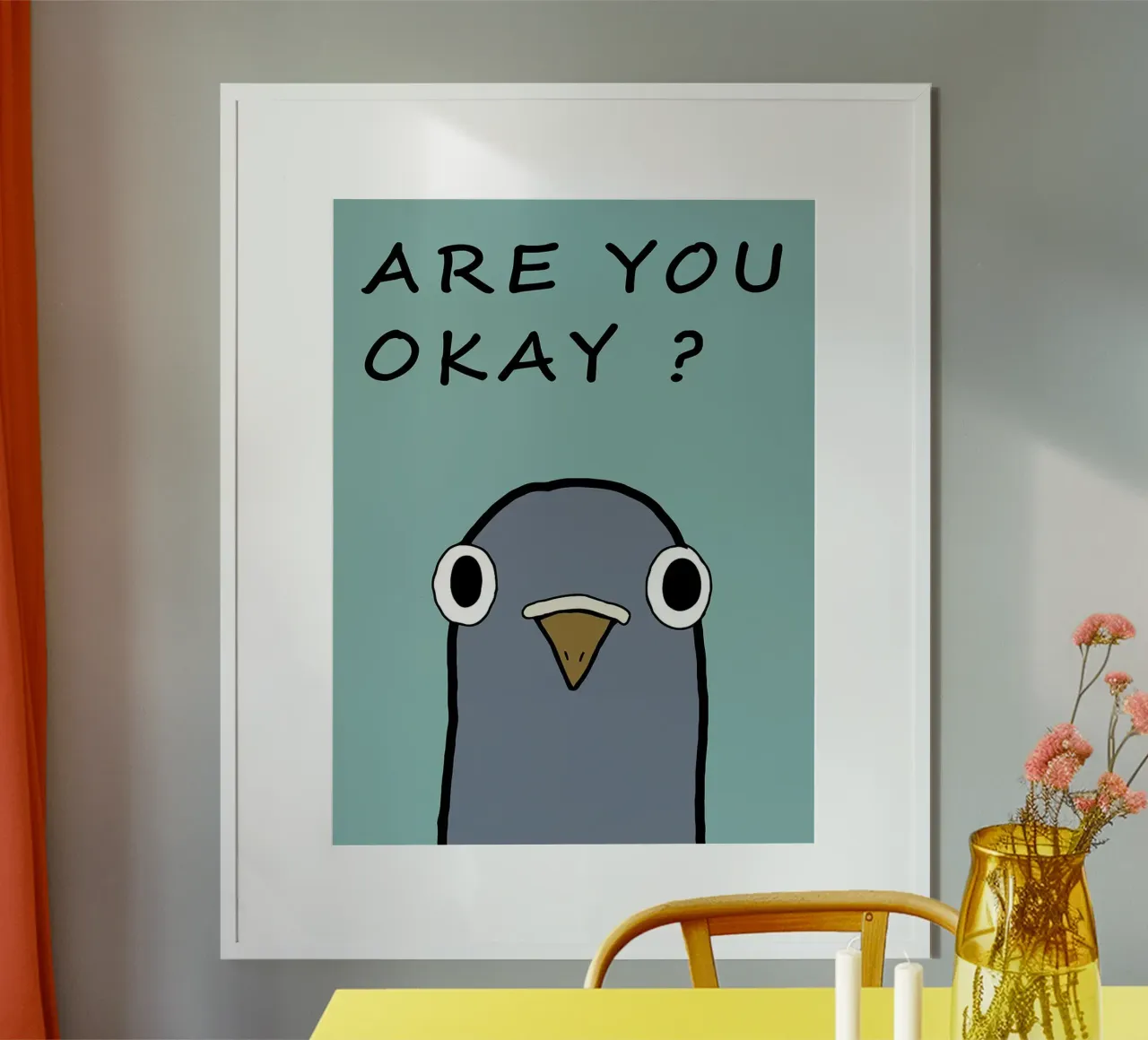 Are You Okay_ poster con telaio in alluminio da Hannah Meyer