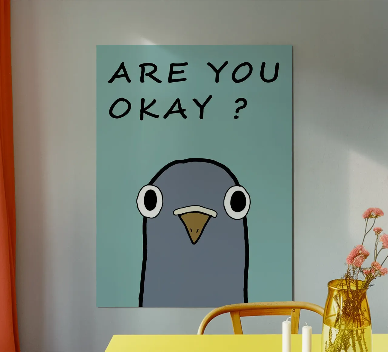 Are You Okay_ poster con telaio in alluminio da Hannah Meyer