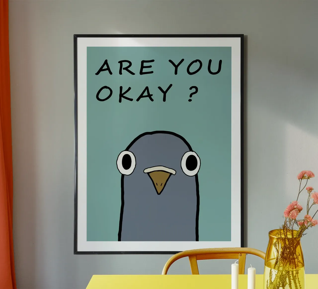 Are You Okay_ poster con telaio in alluminio da Hannah Meyer