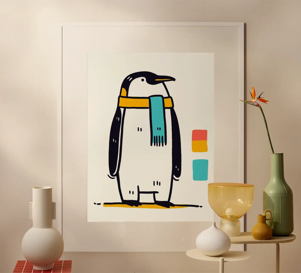 Simpática ilustración de un pingüino poster de Hannah Meyer