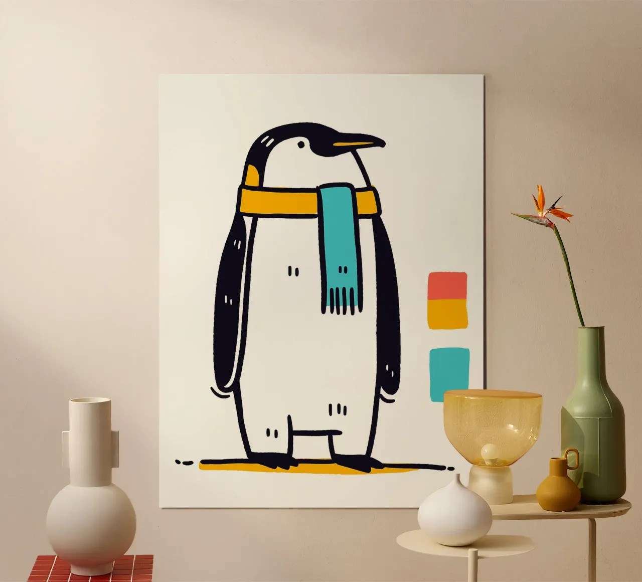 Simpática ilustración de un pingüino poster de Hannah Meyer