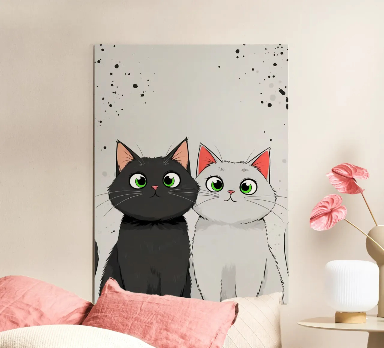 Gatti carini dei cartoni animati poster con telaio in alluminio da Hannah Meyer
