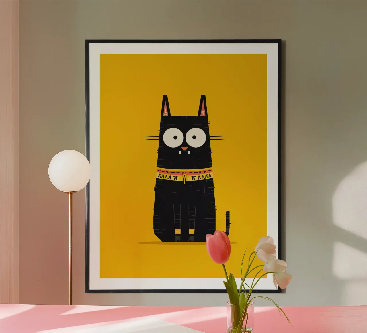 Simpática ilustración de un gato negro poster de Hannah Meyer