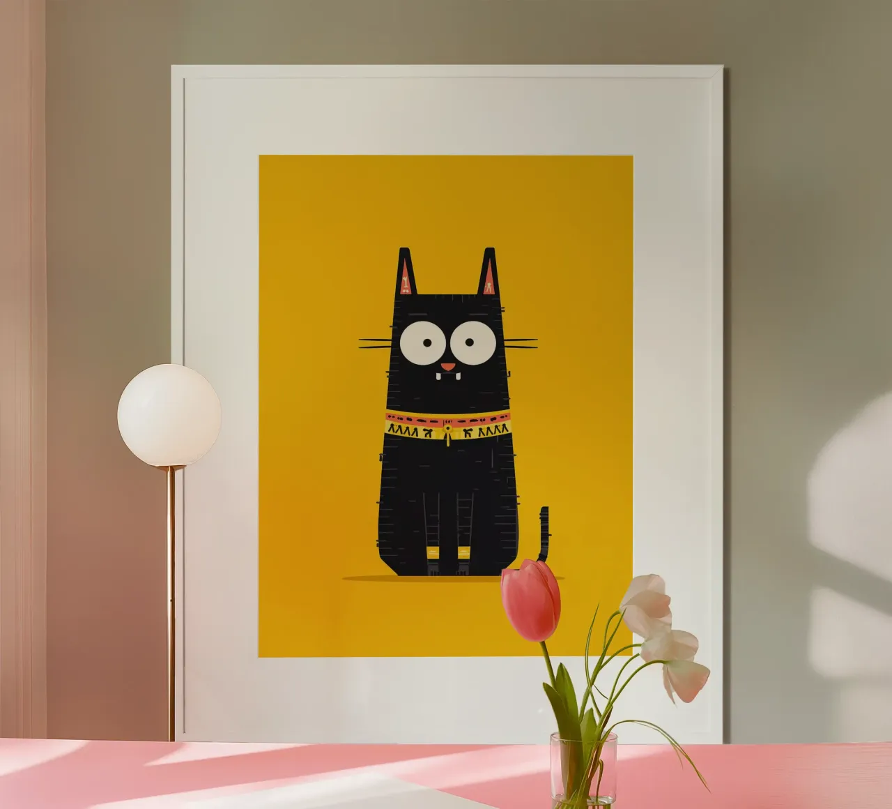 Simpática ilustración de un gato negro poster de Hannah Meyer