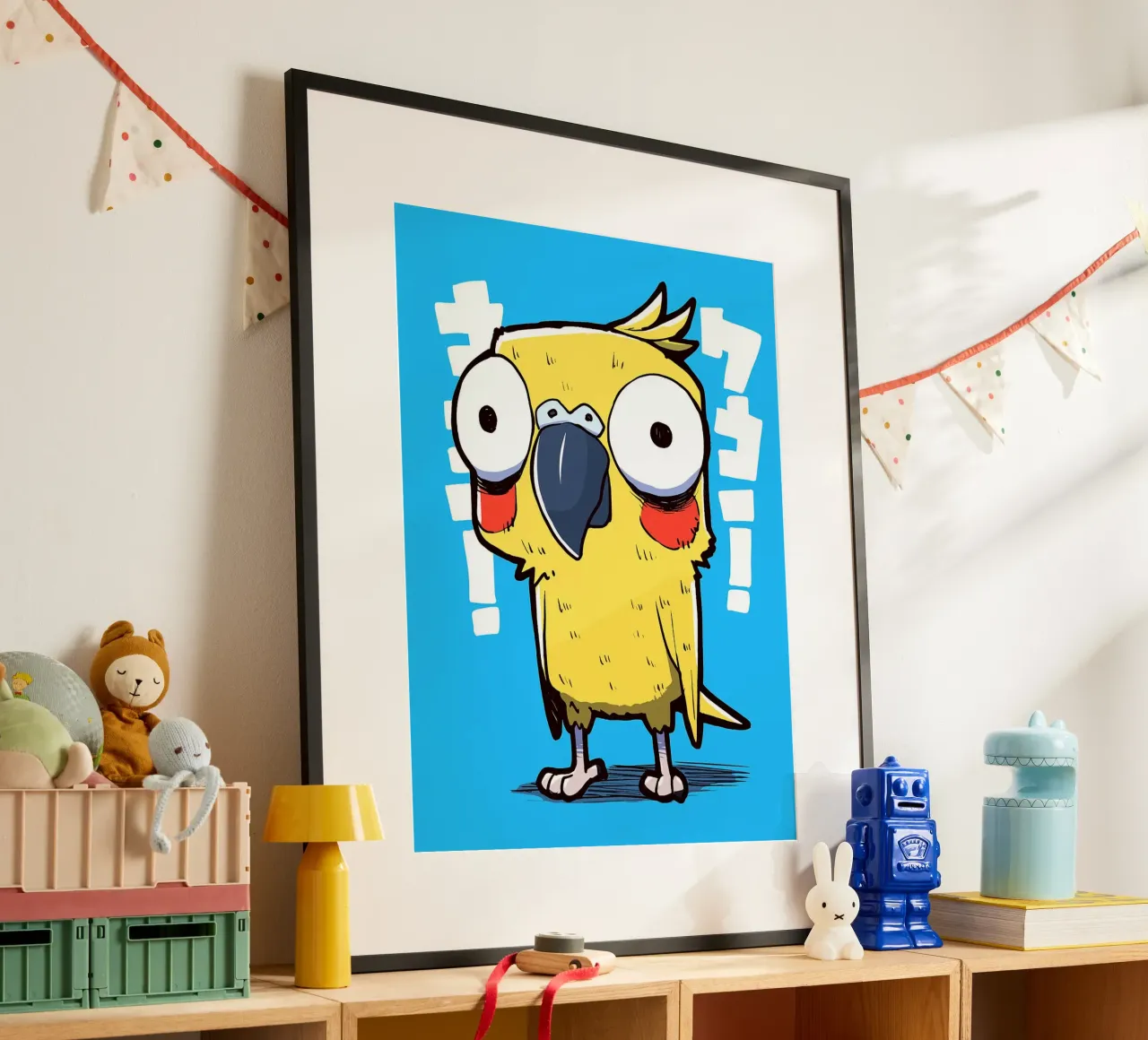 Uccello giallo sorpreso poster da Hannah Meyer