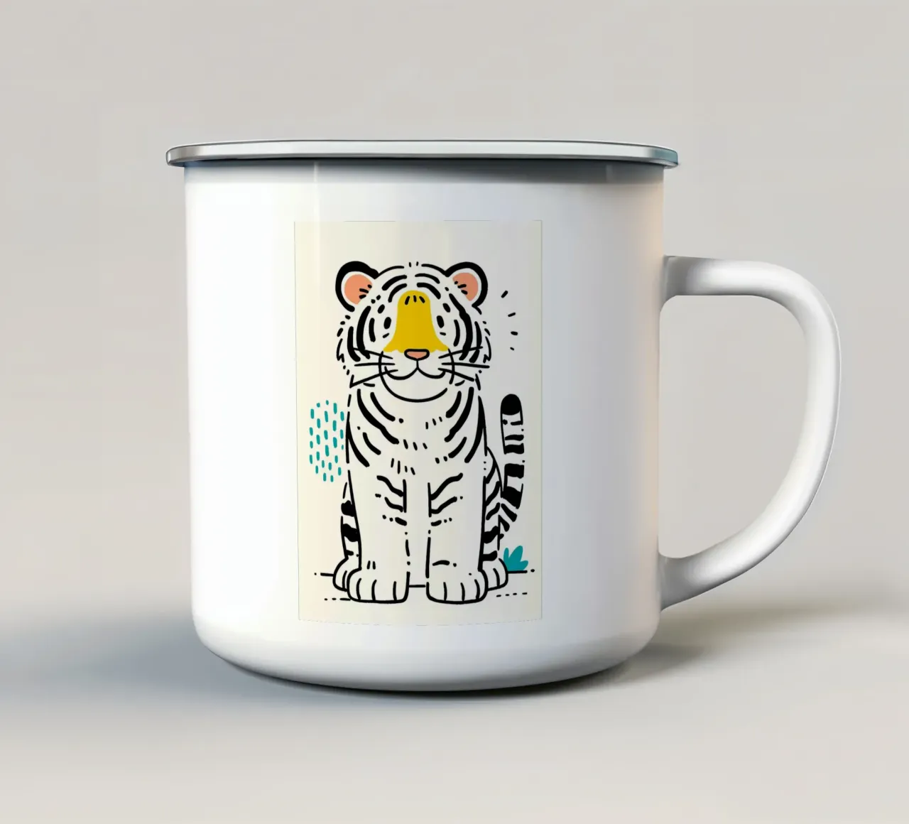 Tigre sorridente dei cartoni animati tazza in smalto da Hannah Meyer