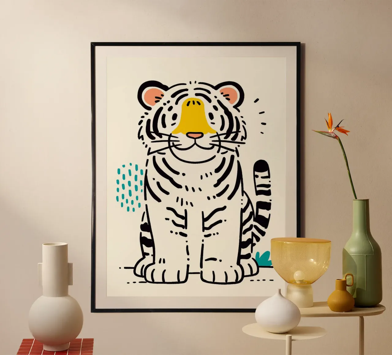 Tigre sorridente dei cartoni animati poster da Hannah Meyer