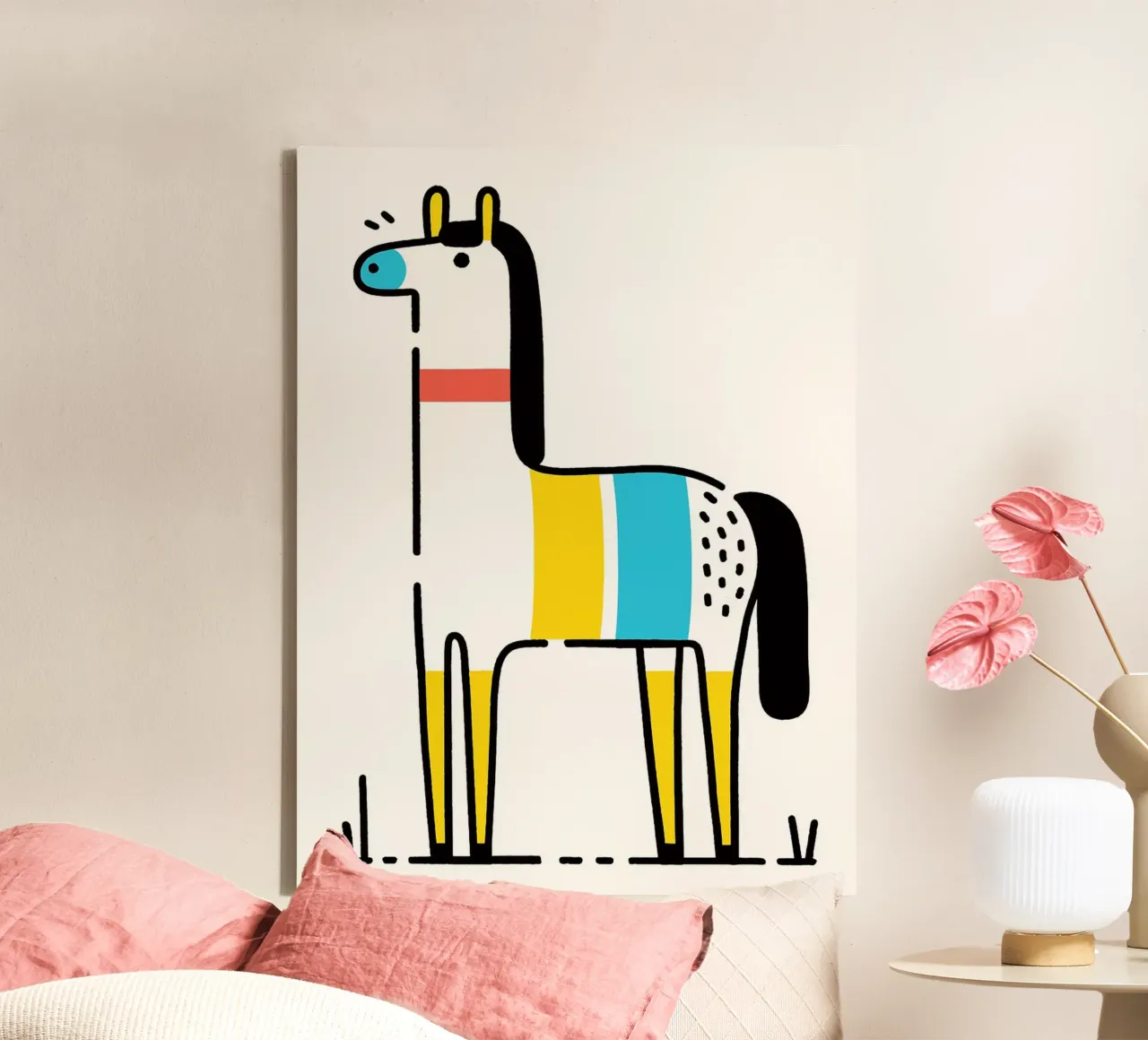 Cavallo colorato dei cartoni animati tela con Cornice a cassetta da Hannah Meyer