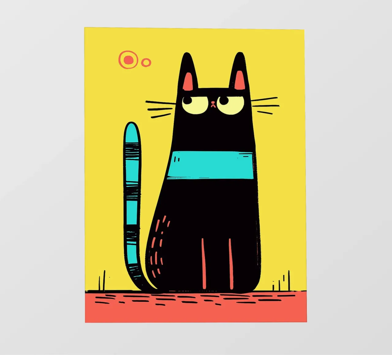 Gatto nero con coda verde acqua telo in pvc da Hannah Meyer