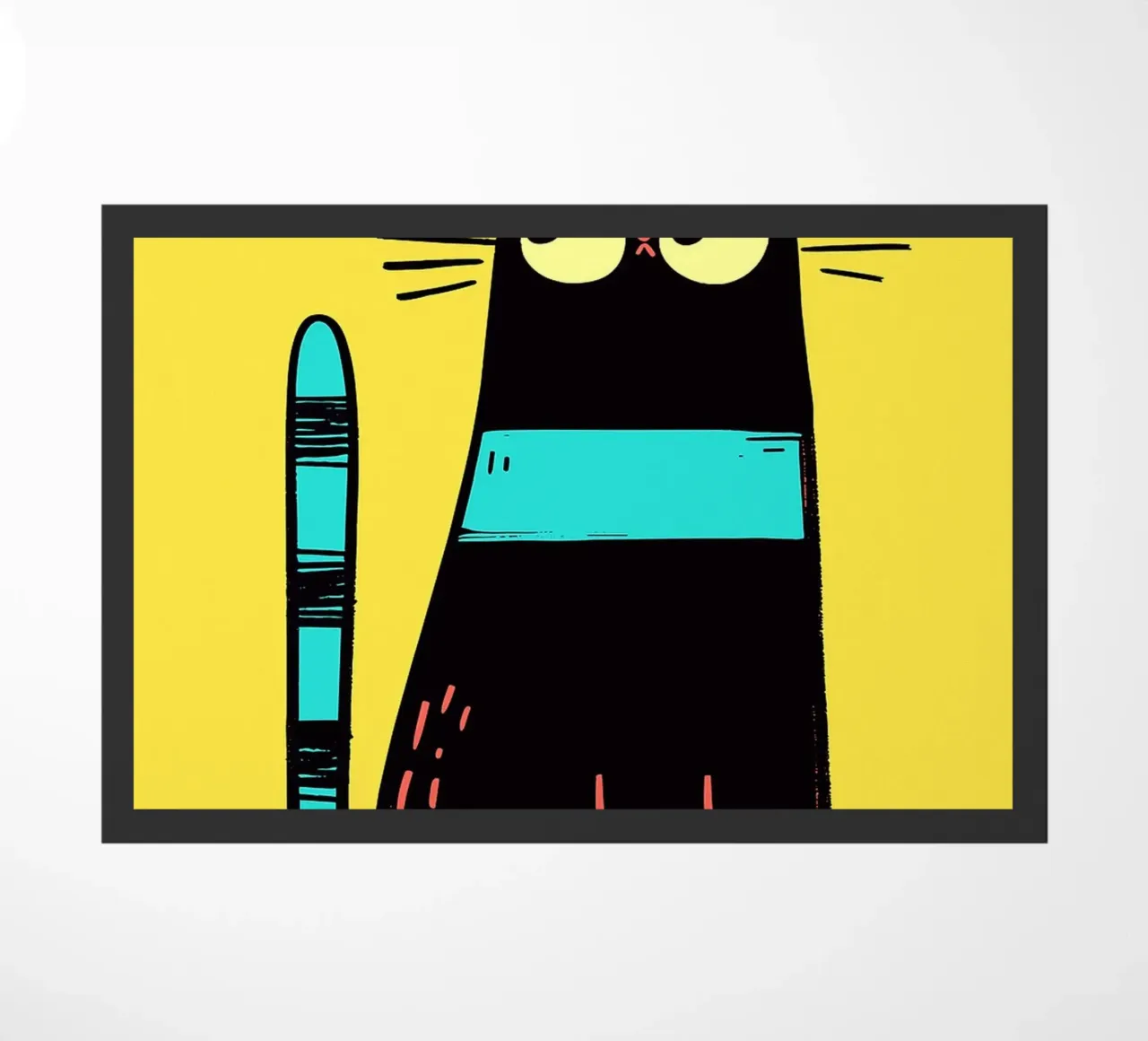 Gatto nero con coda verde acqua zerbino da Hannah Meyer