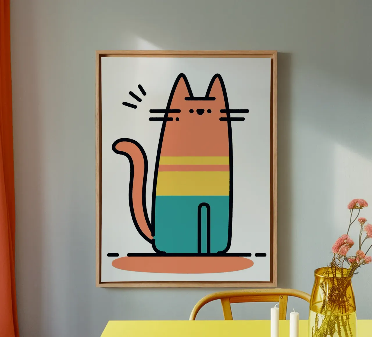 Gatto carino dei cartoni animati tela con Cornice a cassetta da Hannah Meyer