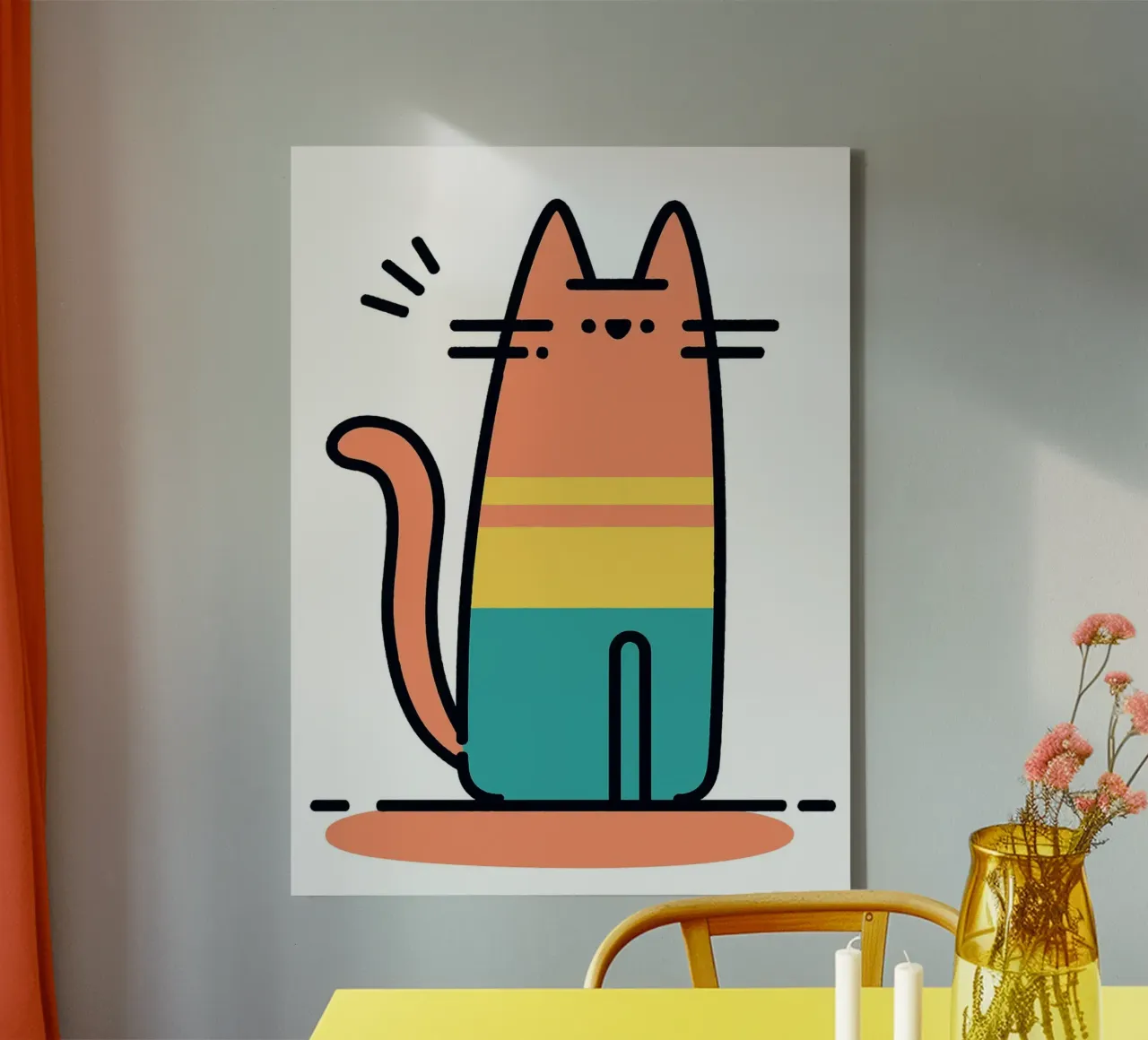 Gatto carino dei cartoni animati tela con Cornice a cassetta da Hannah Meyer