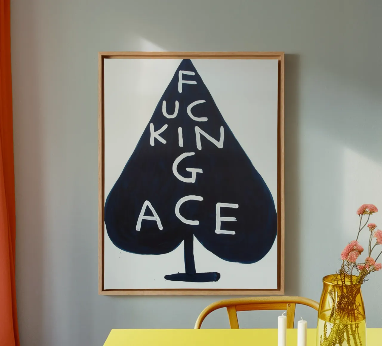 David Shrigley Fucking Ace canvas with Floater frame by ushop god