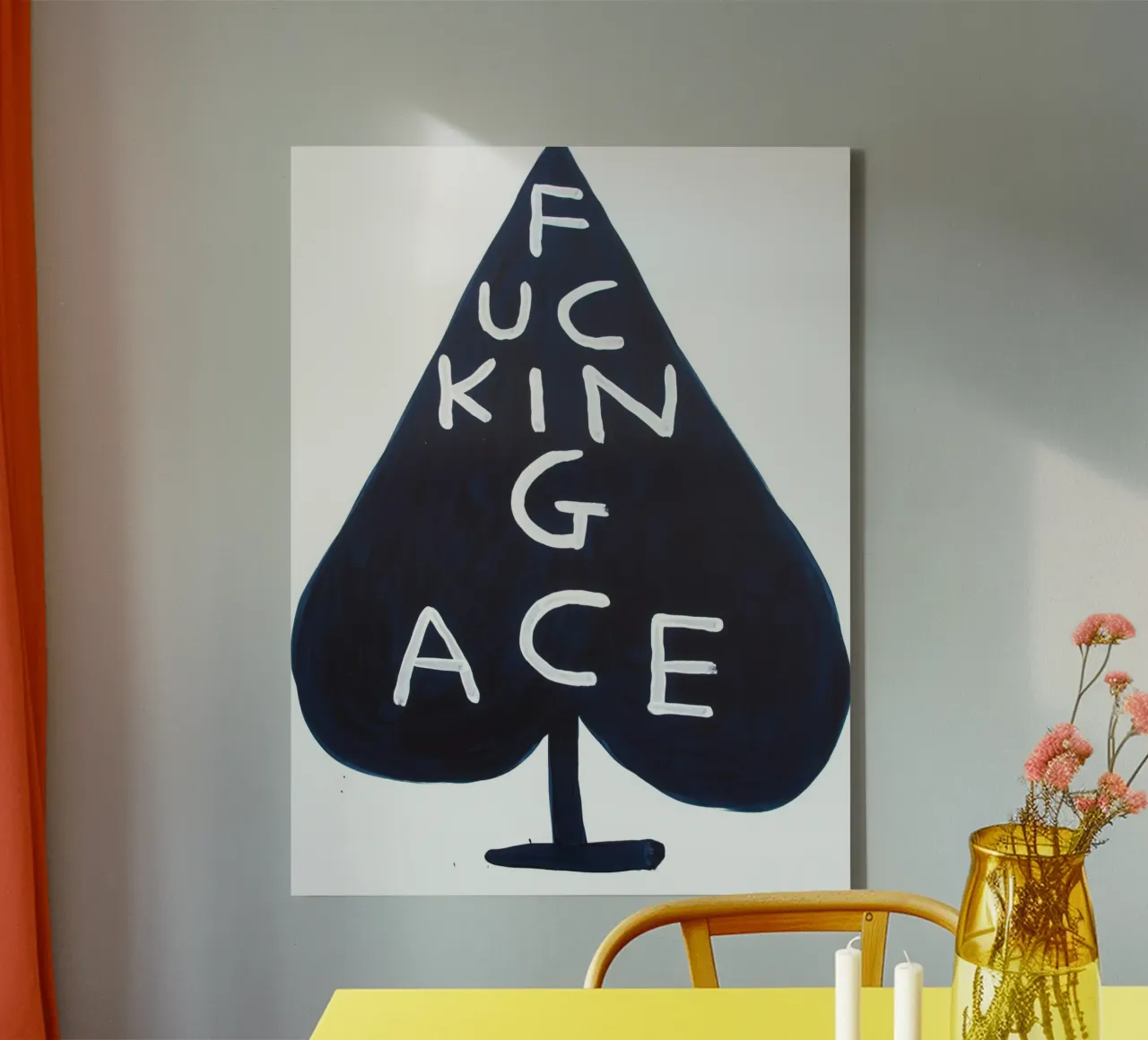 David Shrigley Fucking Ace canvas with Floater frame by ushop god