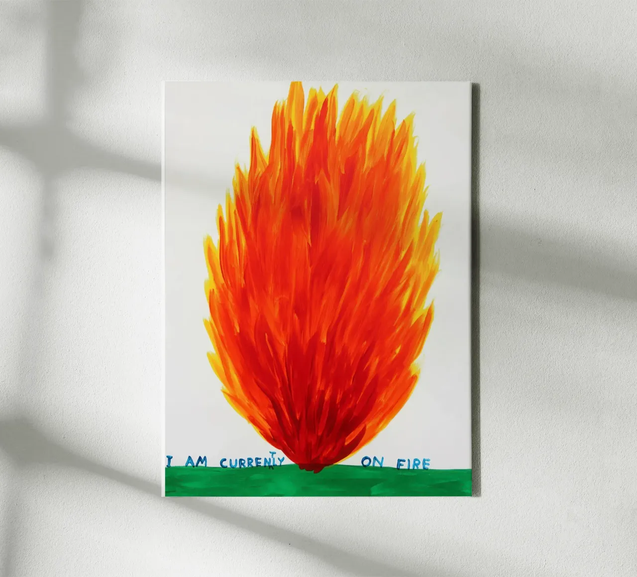 David Shrigley I Am Currently On Fire canvas with Floater frame by ushop god