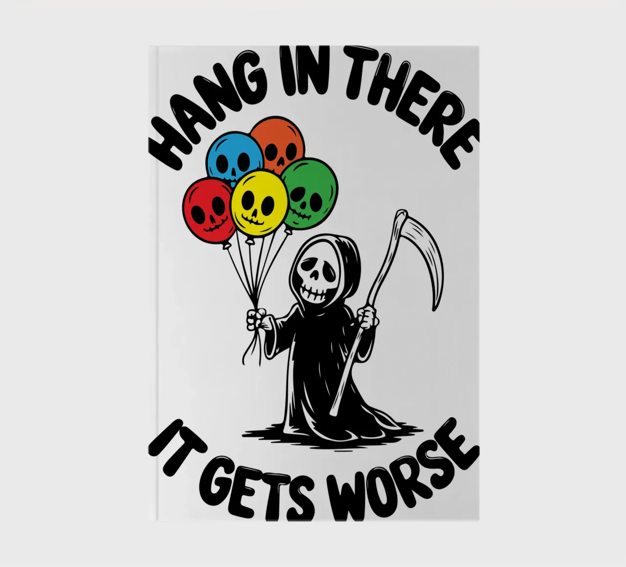 hang in there skeleton notebook by tanabaroo