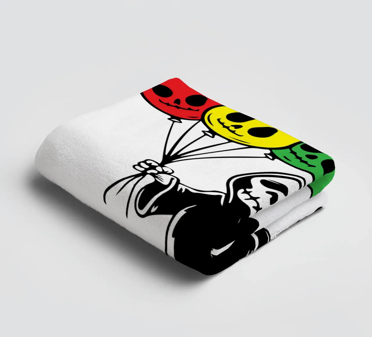 hang in there skeleton towel by tanabaroo